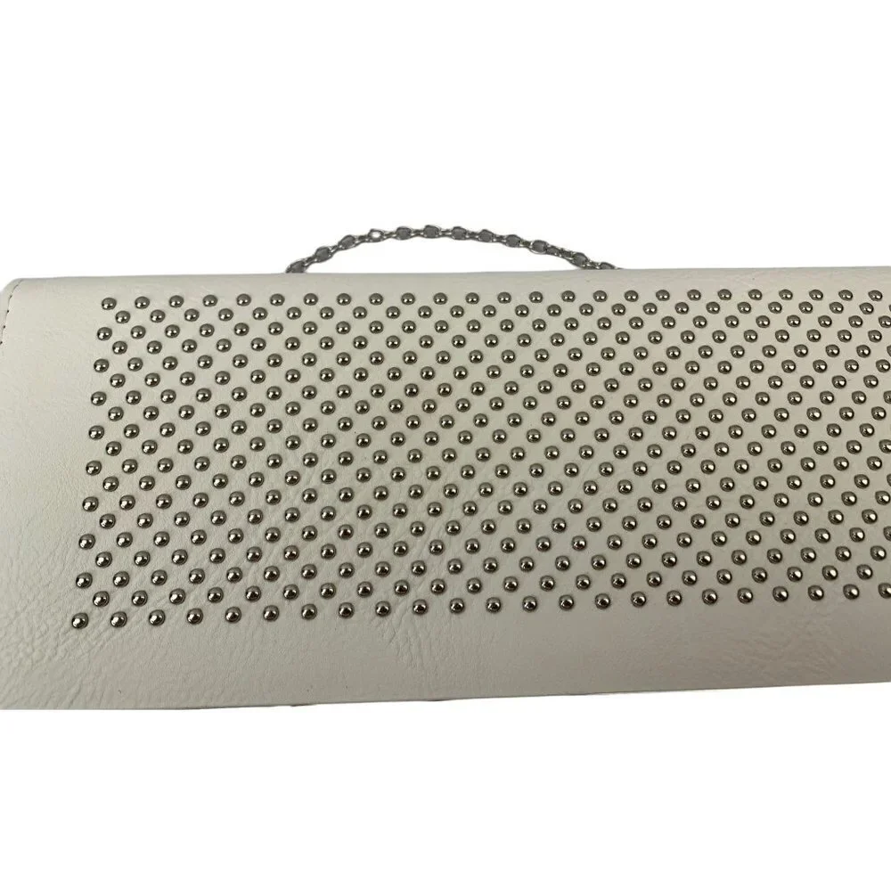 Women's White & Silver Clutch Purse